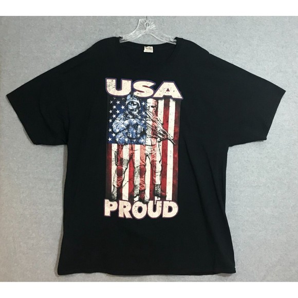USA PROUD Soldiers Flag Graphic T Shirt Mens 3XL Military American Patriotic‎ - Picture 1 of 7
